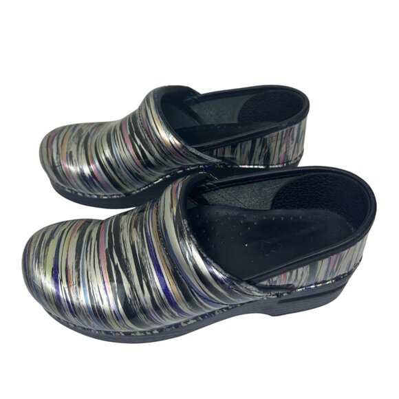 Dansko Women's Metallic Striped Multicolor Patent Clogs Size 36  U.S.- 5.5 / 6 - Picture 2 of 9